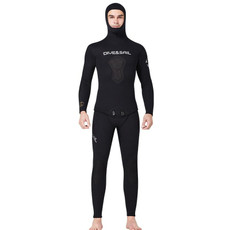 DIVE&SAIL 7mm Split Thick And Keep Warm Long Sleeves Hooded Diving Suit, Size: XXXL(Black)