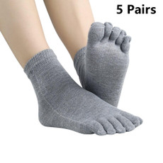 5 Pairs Knitted Comfort Five-Toed Socks Men Split Toe Socks(Gray)