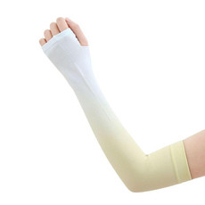 1 Pairs Summer Ladies Gradient Ice Silk Sleeve(White+Yellow)