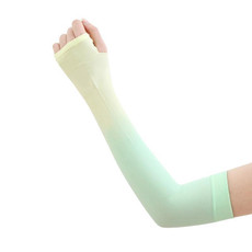 1 Pairs Summer Ladies Gradient Ice Silk Sleeve(Yellow+Green)