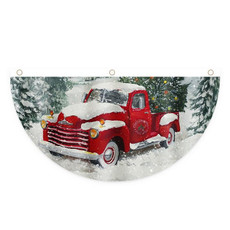 Cartoon Printed Outdoor Fan-shaped Hanging Flag Christmas Decorations, Style: Car Cartoon Printed Outdoor Fan-shaped Hanging Flag Christmas Decorations, Style: Car