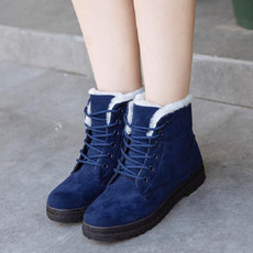Ladies Cotton Shoes Plus Velvet Snow Boots, Size:42(Blue)