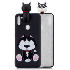 For Galaxy A11 Shockproof Colored Painted Lying Cartoon TPU Protective Case(Cute Husky)