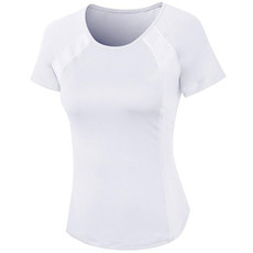 Tight Round Neck Sports Short Sleeve T-shirt For Ladies (Color:White Size:S)