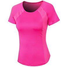 Tight Round Neck Sports Short Sleeve T-shirt For Ladies (Color:Rose Red Size:L)