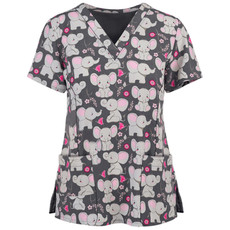 Loose Printed Hedging Thin T-shirt Nurse Uniform (Color:Gray Size:M)