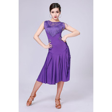 Sleeveless Fringed Latin Dance Dress Competition Performance Suit With Separate Bottoms (Color:Purple Size:XL) Sleeveless Fringed Latin Dance Dress Competition Performance Suit With Separate Bottoms (Color:Purple Size:XL)