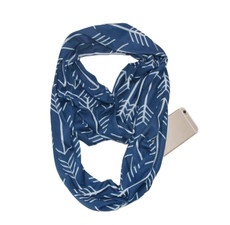 Multi-function Fashion Zip Pocket Design Scarf(Navy Blue White Arrow)