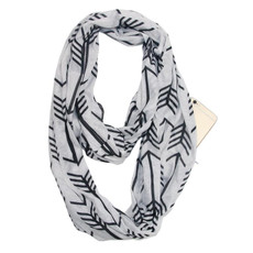 Multi-function Fashion Zip Pocket Design Scarf(White Black Arrow)