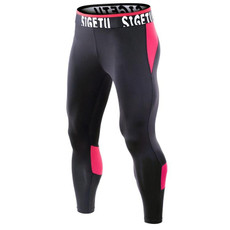 SIGETU Men Fitness Quick-drying Stretch Trousers (Color:Black Red Size:XXL)