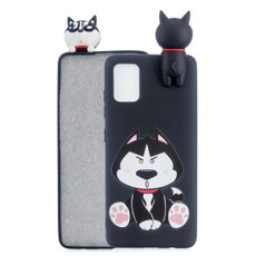 For Galaxy A51 Shockproof Colored Painted Lying Cartoon TPU Protective Case(Cute Husky)