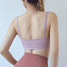 Double Thin Shoulder Belt Fitness Back Yoga Sports Vest (Color:Lilac Size:S)