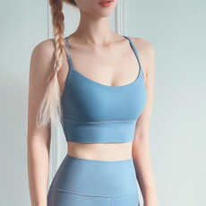 Fitness Sexy Beauty Back Sports Underwear Vest Type Nude Small Sling Yoga Bra (Color:Butterfly Orchid Size:XL)