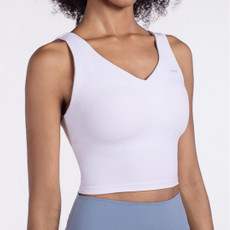 Fashionable Back Gathering Shockproof Yoga Sports Vest (Color:White Size:XL)
