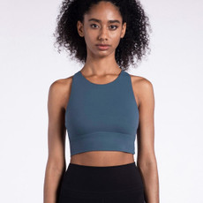 Shockproof Sports Underwear, Eiffel Small High Neck Yoga Bra (Color:Code Blue Size:M)