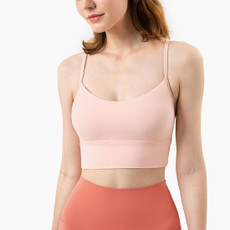 Fitness Sexy Beauty Back Sports Underwear Vest Type Nude Small Sling Yoga Bra (Color:Ballet Slipper Size:XXL)