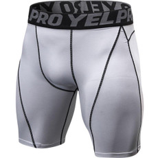 Fitness Running Training Sports Tight Breathable Quick Dry Elastic Shorts (Color:White Size:M)