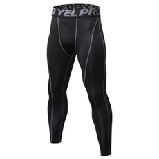Exercise Fitness Running Training Breathable Quick Dry Elastic Tights (Color:Black Gray Size:M)