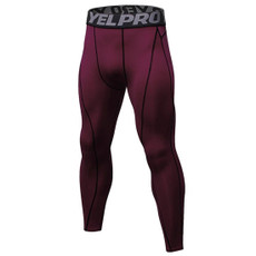 Exercise Fitness Running Training Breathable Quick Dry Elastic Tights (Color:Wine Red Size:M)