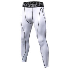 Exercise Fitness Running Training Breathable Quick Dry Elastic Tights (Color:White Size:L)