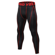 Exercise Fitness Running Training Breathable Quick Dry Elastic Tights (Color:Black Red Size:M)