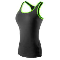 Tight Training Yoga Running Fitness Quick Dry Sports Vest (Color:Black Green Size:M)