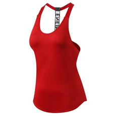 Sexy T-shaped Back Hollow Strap Quick Drying Loose Vest (Color:Red Size:L)