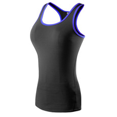 Tight Training Yoga Running Fitness Quick Dry Sports Vest (Color:Black Blue Size:XXL)