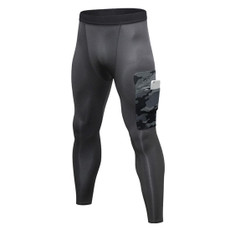 Camouflage Pocket Training Running Fast Dry High Elastic Sports Casual Tights (Color:Pure Grey Camouflage Grey Size:XL)