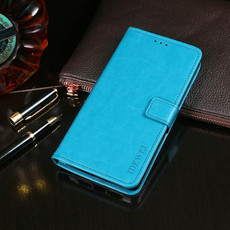 For iPhone XR idewei Crazy Horse Texture Horizontal Flip Leather Case with Holder & Card Slots & Wallet(Sky Blue)