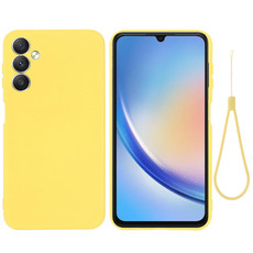 For Samsung Galaxy F34 5G Pure Color Liquid Silicone Shockproof Phone Case(Yellow)