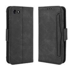 For iPhone SE 2022 / SE 2020 Wallet Style Skin Feel Calf Pattern Leather Case with Separate Card Slot(Black)