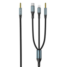 WK WDC-135 SHQ Series 8 Pin + Type-C / USB-C + 3.5mm 3 In 1 Audio Cable (Black)