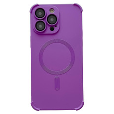 For iPhone 13 Pro Max Four-corner Shockproof Skin Feel MagSafe Magnetic Phone Case(Purple)