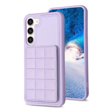 For Samsung Galaxy S21 FE 5G Grid Card Slot Holder Phone Case(Light Purple)