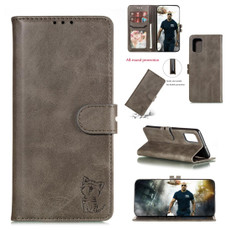 For Galaxy A91 Embossed Happy Cat Pattern Horizontal Flip Leather Case with Holder & Card Slots & Wallet(Grey)