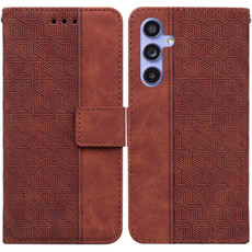 For Samsung Galaxy S23 FE 5G Geometric Embossed Leather Phone Case(Brown)