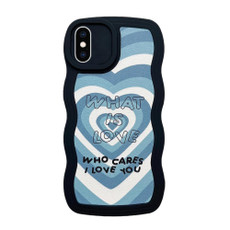 For iPhone XS Max Wavy Lambskin Love TPU Phone Case(Blue)