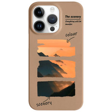 For iPhone 13 Pro Max Painted Pattern Skin-friendly PC Phone Case(Coffee-Orange Watercolor) For iPhone 13 Pro Max Painted Pattern Skin-friendly PC Phone Case(Coffee-Orange Watercolor)