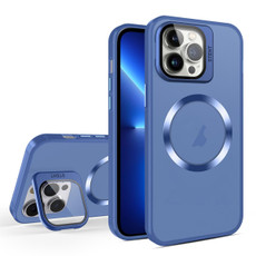 For iPhone 13 Pro Max Skin Feel CD Texture MagSafe Lens Holder Phone Case(Royal Blue) For iPhone 13 Pro Max Skin Feel CD Texture MagSafe Lens Holder Phone Case(Royal Blue)