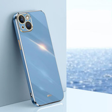 For iPhone 15 Plus XINLI Straight Edge 6D Electroplate TPU Phone Case(Celestial Blue)