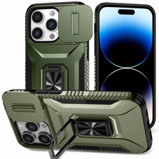 For iPhone 14 Pro Sliding Camshield Holder Phone Case(Alpine Green)