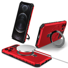 For iPhone 12 Pro Max MagSafe Magnetic Holder Phone Case(Red)