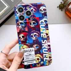 For iPhone 13 Pro Max Painted Pattern Precise Hole PC Phone Case(Cute Skull) For iPhone 13 Pro Max Painted Pattern Precise Hole PC Phone Case(Cute Skull)