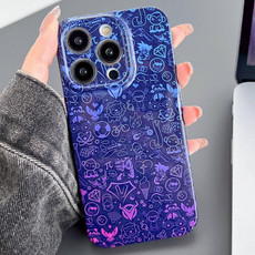 For iPhone 11 Pro Max Painted Pattern Precise Hole PC Phone Case(Red Blue Graffiti)