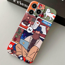 For iPhone 15 Pro Max Painted Pattern Precise Hole PC Phone Case(Holiday Uncle)