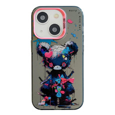For iPhone 13 Animal Pattern Oil Painting Series PC + TPU Phone Case(Tattered Bear)