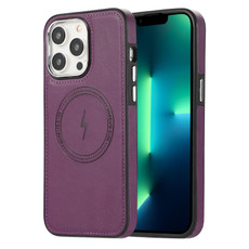For iPhone 13 Pro Side Leather Magsafe Phone Case(Dark Purple)