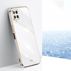 For Samsung Galaxy A22 4G XINLI Straight 6D Plating Gold Edge TPU Shockproof Case(White)