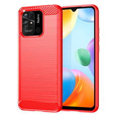 For Xiaomi Redmi 10 Power Brushed Texture Carbon Fiber TPU Case(Red)